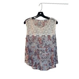 Cato sleeveless top with lace detail